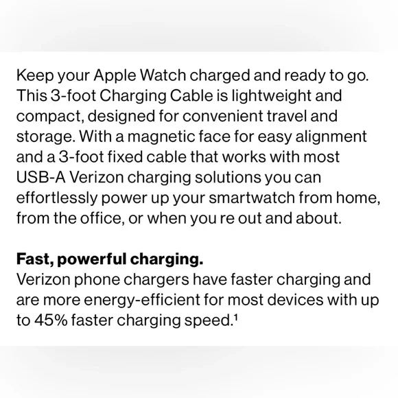 New in box Verizon 3’ White Charging Cable for Apple Watch. - Picture 6 of 7